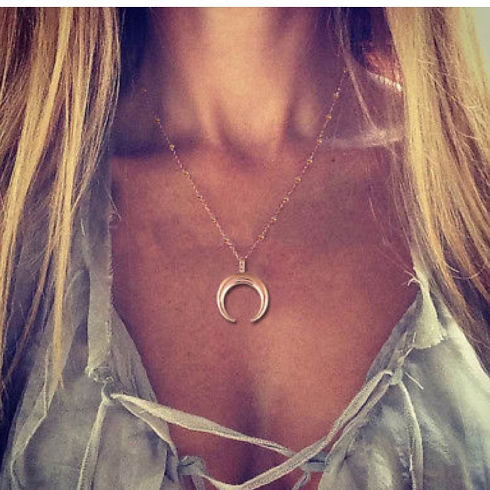 Double Horn Crescent Necklace